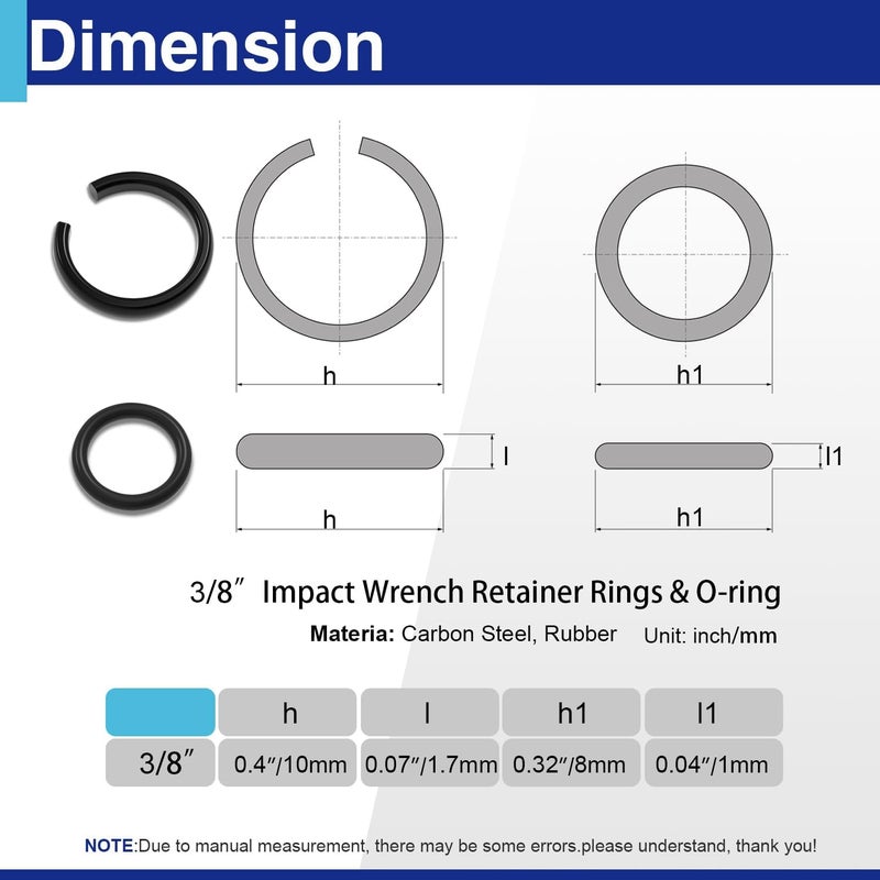 Usdrwam 16 Sets 3/8 Impact Friction Ring & O-Ring Kit, 3/8" Friction Ring Replacement Set for Milwaukee Electric or Pneumatic Impact Tools, with Retainer Ring Anvil Installation Tool - Image 2